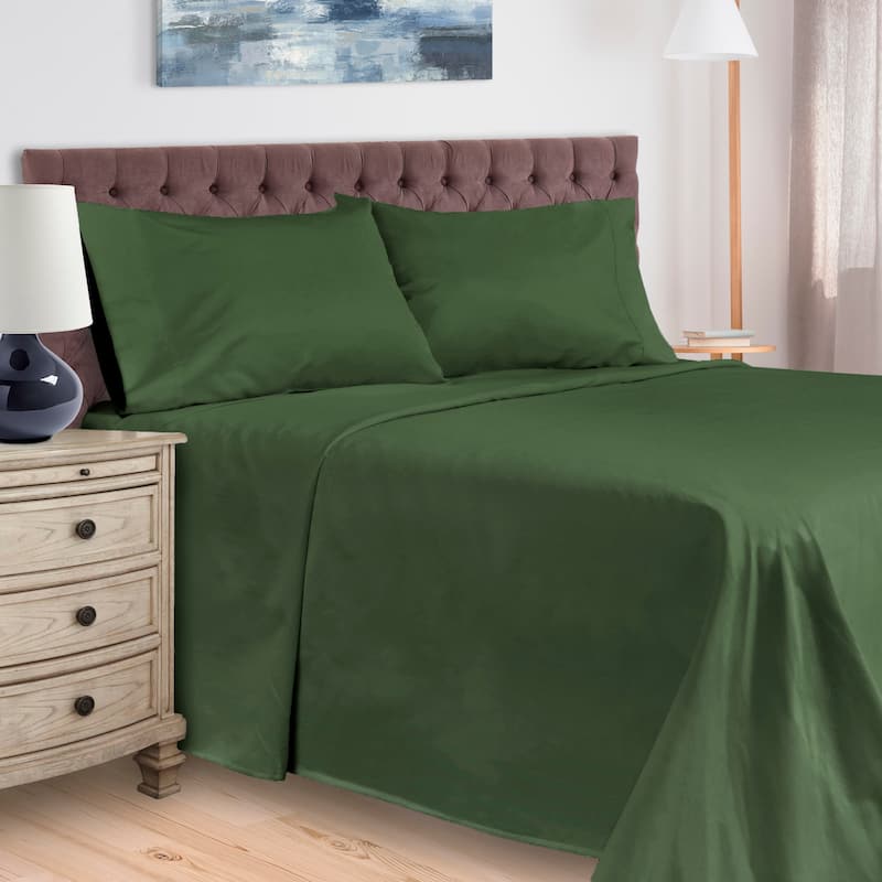 Egyptian Cotton 400 Thread Count Solid Bed Sheet Set by Superior - Hunter Green - California King