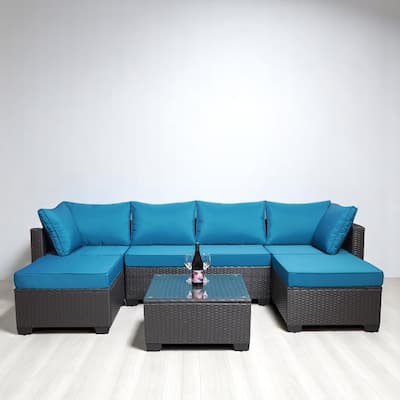 7-Piece Outdoor Garden Patio Furniture Set, PE Rattan Wicker Sofa,outdoor couch patio furniture;outdoor sofa