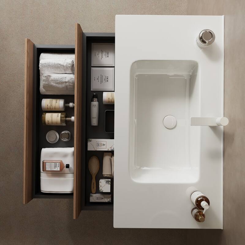 Wall-Mounted Bathroom Vanity Set with Integrated Ceramic Sink