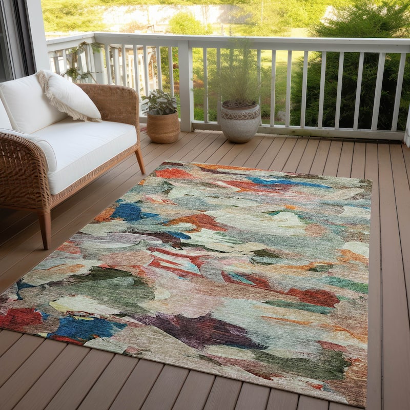 Machine Washable Indoor/ Outdoor Modern Chantille Rug
