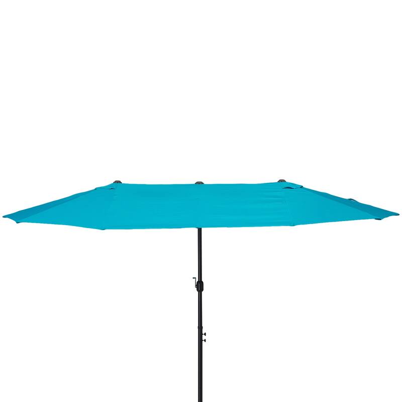 Outsunny 15' Steel Rectangular Outdoor Double Sided Market Patio Umbrella - Blue