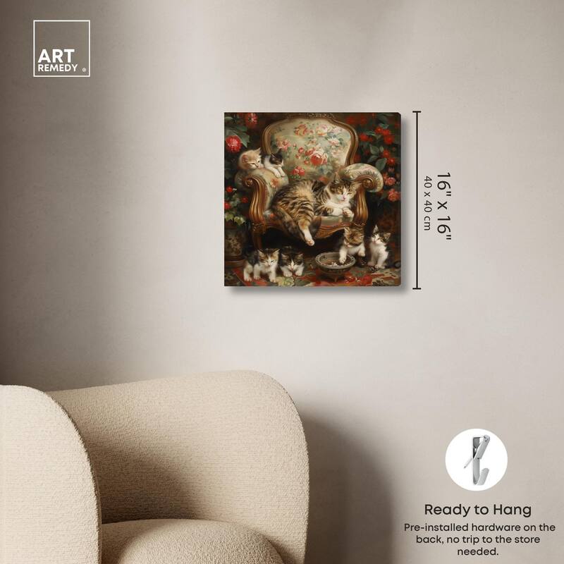 Lounging Cats Canvas by Art Remedy, Gallery Wrapped