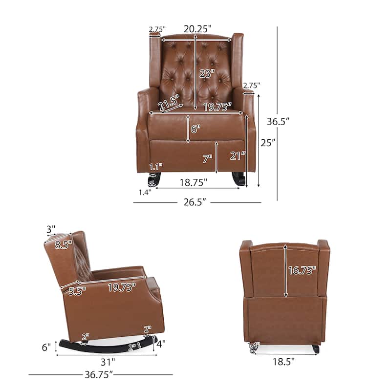 Carey Faux Leather Tufted Wingback Rocking Chair by Christopher Knight Home