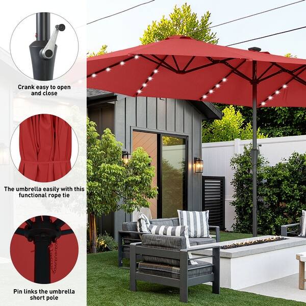 Autlaycil 15 ft Patio Umbrella with Base & 48 LED lights for Outdoor  Umbrella - Bed Bath & Beyond - 43861896