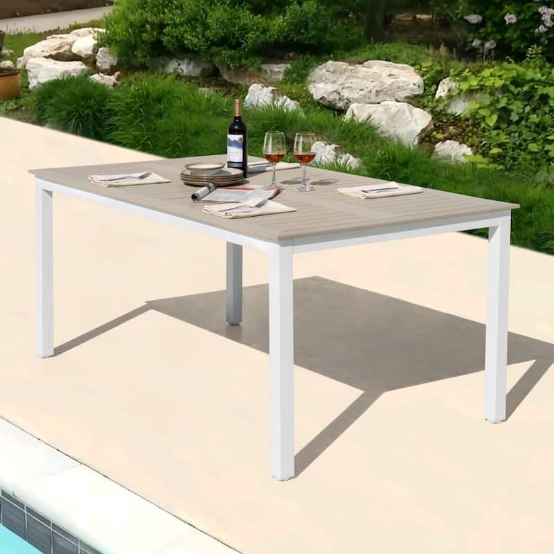Patio Dining Table Weather-Resistant Outdoor Table with Umbrella Hole