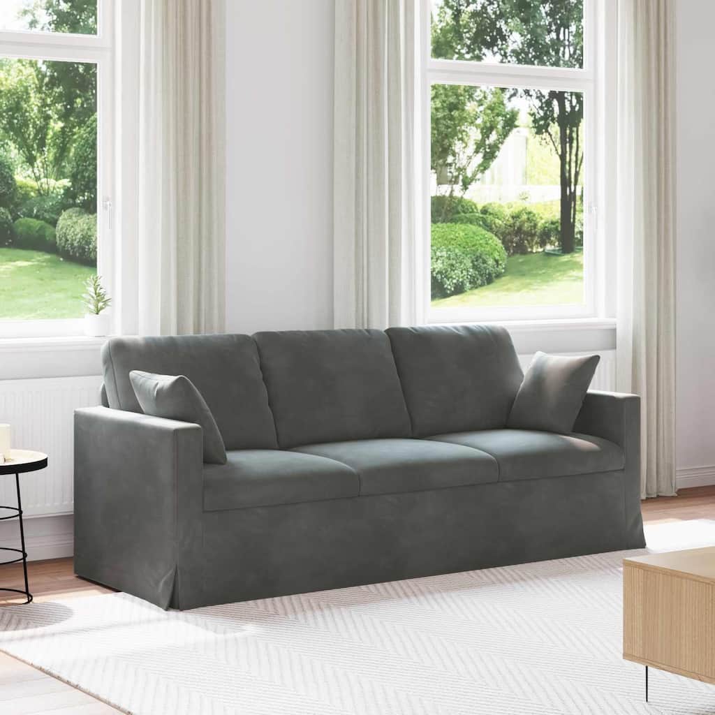 vidaXL Sofa Dark Grey 77.95 x 30.71 x 31.50 in Velvet - 77.95 x 30.71 x 31.50 in