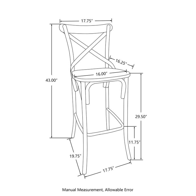 Glitzhome Industrial Rustic High Bar Stools with Wood Seat