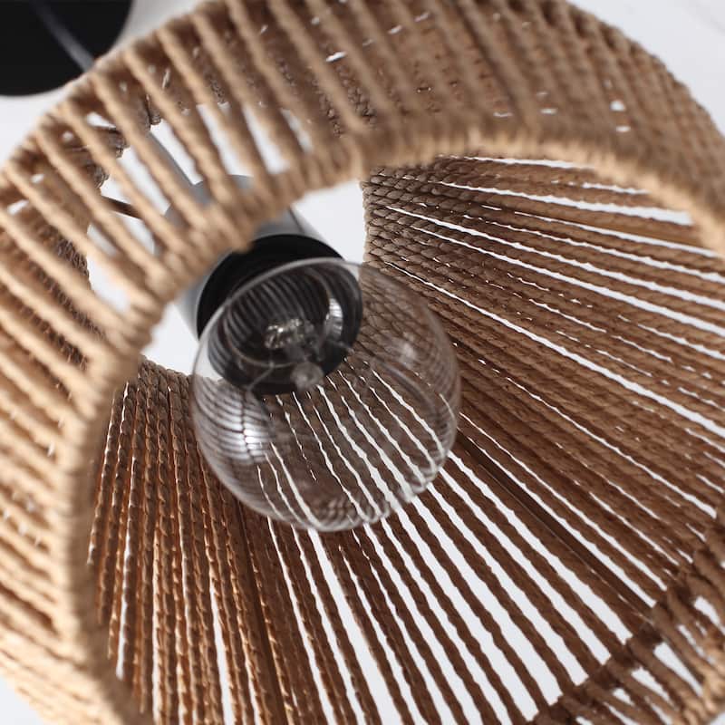 Boho Coastal 1-Light Hand-Woven Rattan Pendant Light for Kitchen Island Hallway (Set Of 2) - 7.28 in