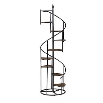 8-Shelf Staircase Bookcase, Black and Rustic Brown