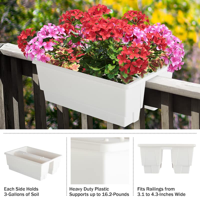 Pure Garden 20.75in Railing Planter - 6-Gal Outdoor Flower Box