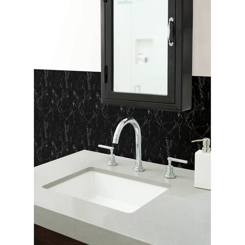 Marble Black Peel and Stick Backsplash Tiles