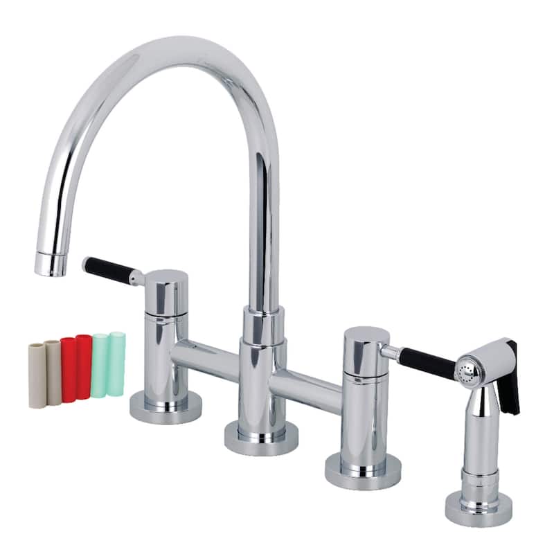 Kingston Brass Concord 1.8 GPM Widespread Bridge Kitchen Faucet - - Polished Chrome