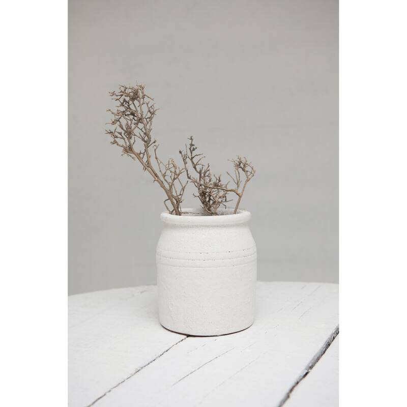 Terracotta Crock with Distressed Volcano Glaze - 6.3"L x 6.3"W x 7.1"H