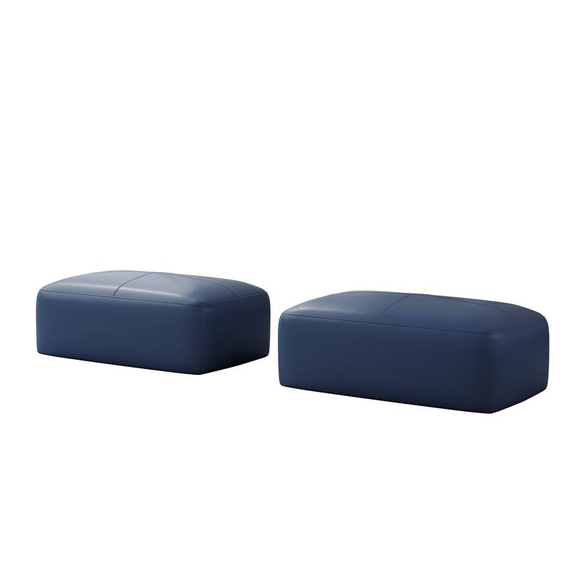 UIXE Genuine Leather Ottoman, Upholstered Ottoman for Living Room