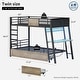preview thumbnail 4 of 24, LED Kids Bunk Bed with Desk Twin Over Twin Metal Loft Bed 2 Drawers Power Outlets