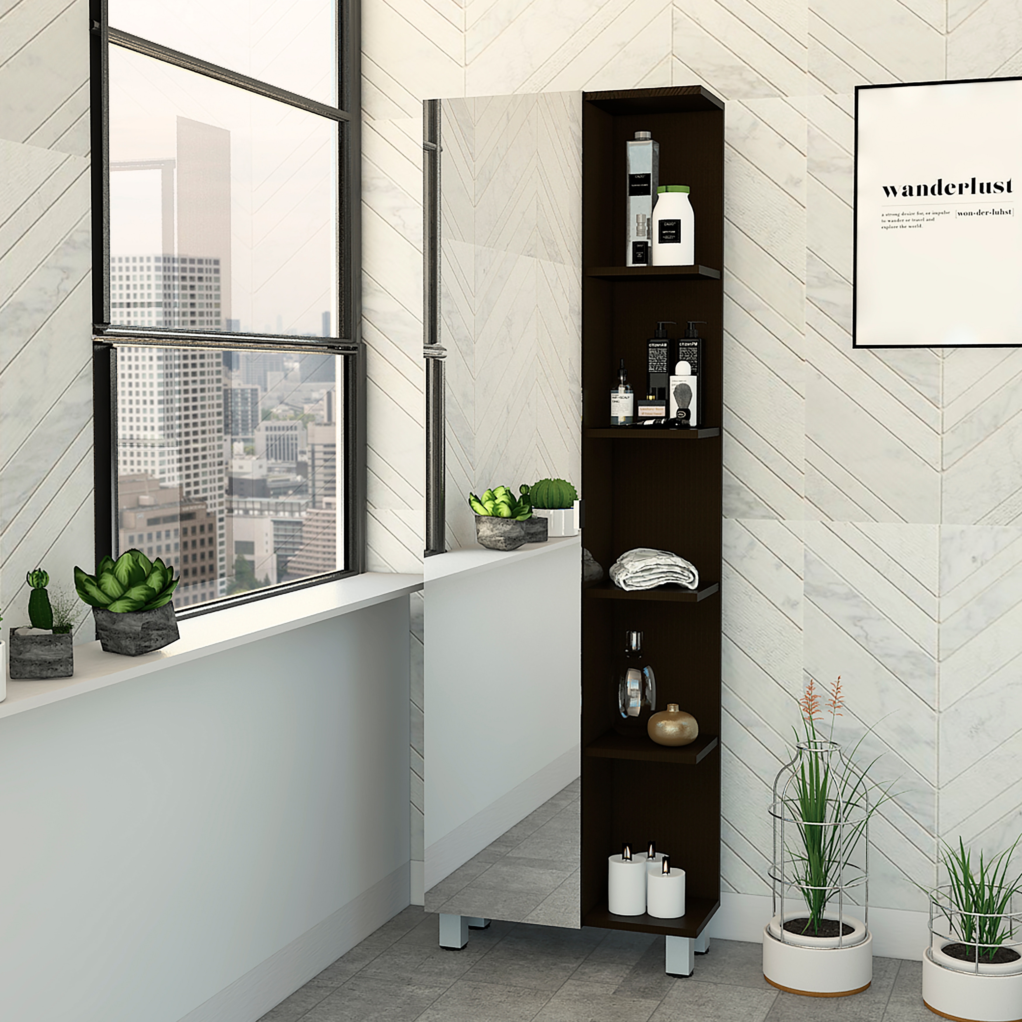 TUHOME Urano Bathroom Cabinet / Linen Cabinet - N/A