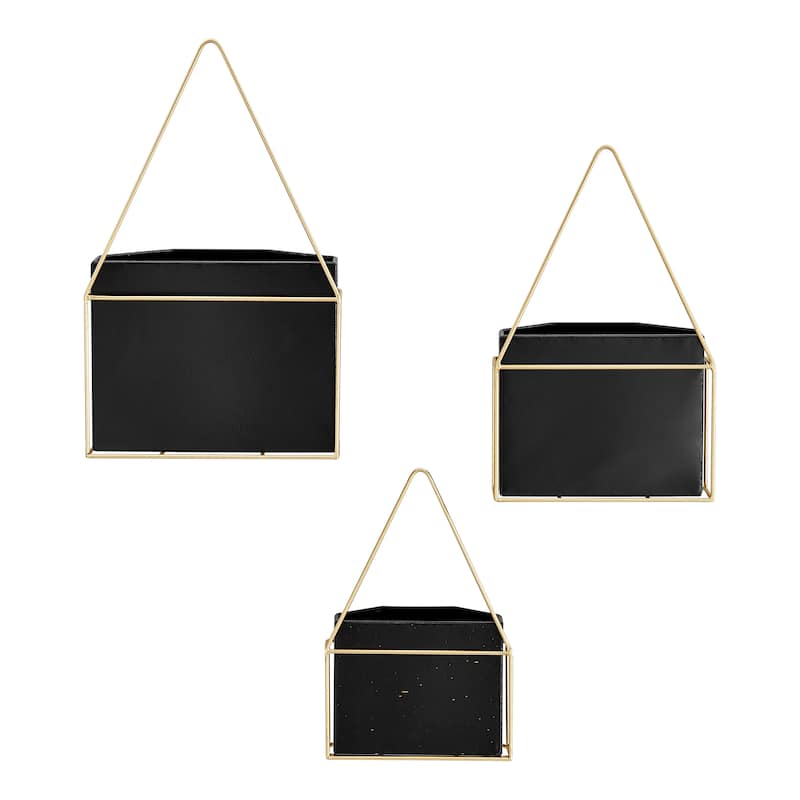 Danya B. Geometric White and Gold Wall Planters Set of 3