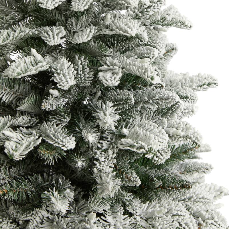 4’ Pre-Lit Flocked North Carolina Fir Artificial Christmas Tree, Warm White Lights - 4 Foot