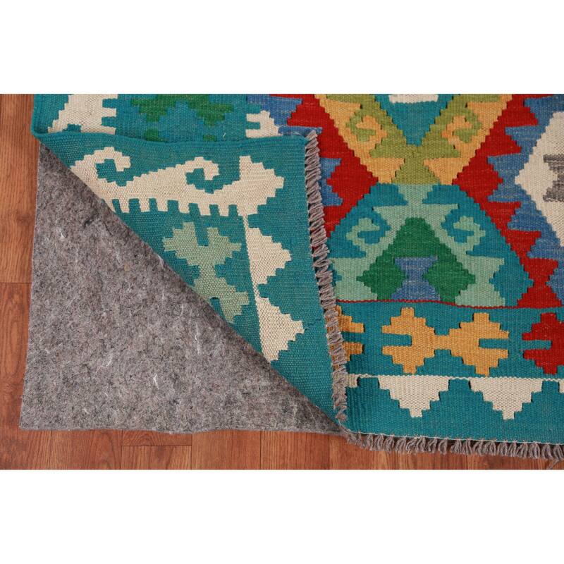 Hand Woven Oriental 100% Wool Carpet Southwestern All-Over Multi-Colored Kilim Area Rug - 8' 2'' X 5' 8''