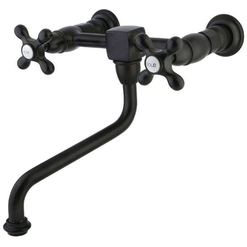 Kingston Brass Heritage Two-Handle 2-Hole Wall Mount Bathroom Faucet - Oil Rubbed Bronze