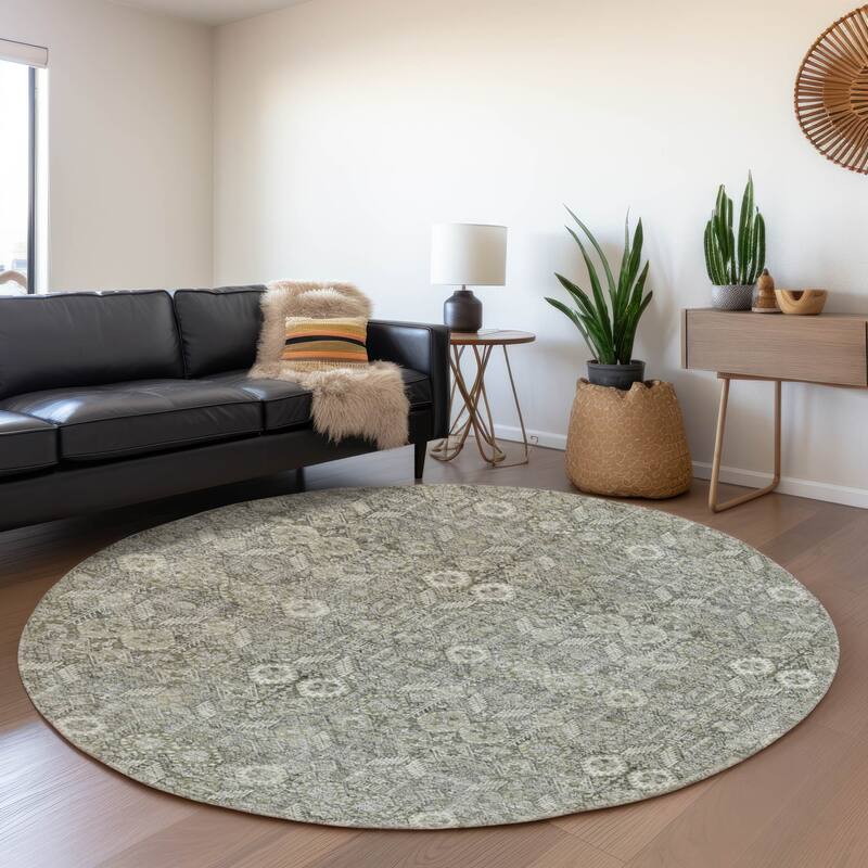 Premium Washable Super Soft Boho Global Mayfield Rug - Gray - 8' x 8' - Round