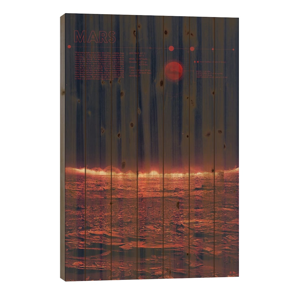 Mars Print On Wood by 2046 Design - Multi-Color