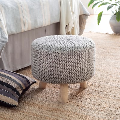 Artistic Weavers Kaylan Knitted Wool and Wood Stool.