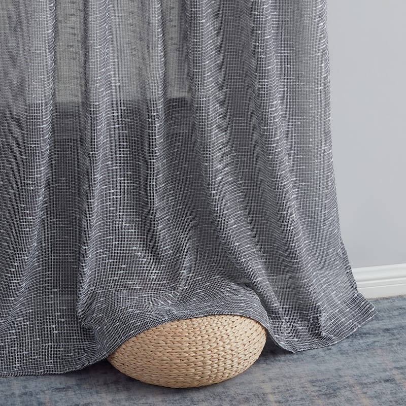 HLC.ME Emily Faux Linen Semi Sheer Transparent Rod Pocket Back Tab Lightweight Window Curtains Wide Panels, Pair
