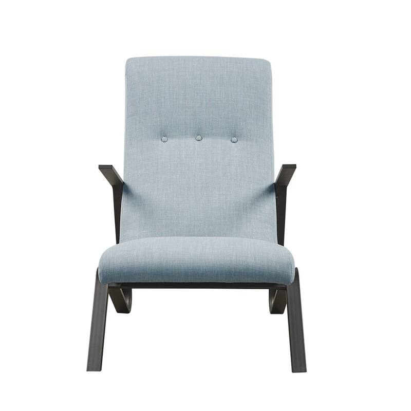 Roomfitters Modern High Back Accent Chair, Contemporary Upholstered Lounge Seating with Metal Arms for Living Room, Light Blue - Light Blue