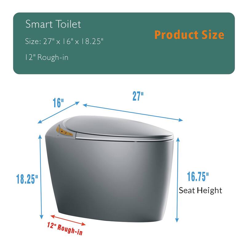 Smart Toilet with Built In Bidet. Auto Open Close Seat. Foot Sensor Flush. Heated Seat. Warm Water Dryer