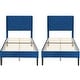 preview thumbnail 12 of 18, Kids Bed Frame, Height Adjustable Upholstered Bed, Twin Size Bed Set of 2 Blue