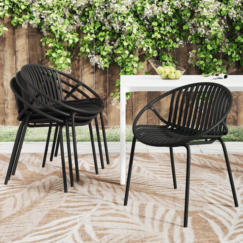 Patio Dining Chairs Stackable Chairs(Set of 2)