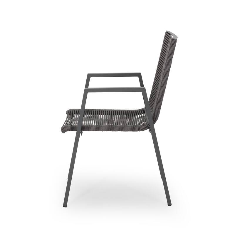 Outdoor Modern Set of 2 Dining Chairs with Rope-Woven Seats Aluminum Frame, Suitable for Dining Room Living Room Balcony Patio