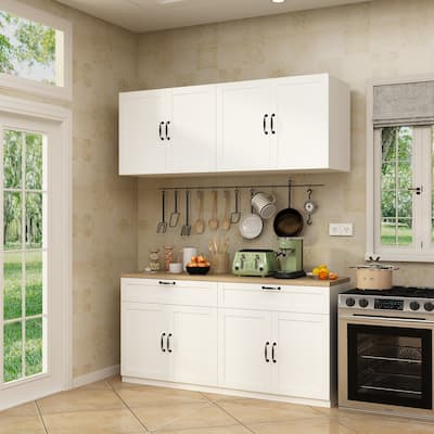2 Piece 63" Wooden Garage Storage Cabinet Kitchen Sideboard Pantry