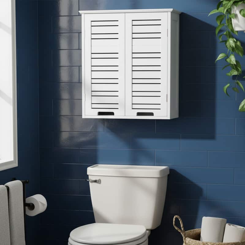 Miami White Wall-Mounted Bathroom Cabinet with Double Vented Doors - 20.50"L x 8.70"W x 21.70"H