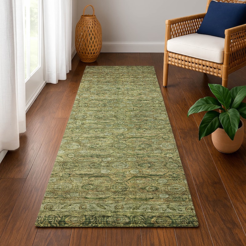 Premium Washable Super Soft Vintage Traditional Mayfield Rug - Aloe - 2'3" x 7'6"