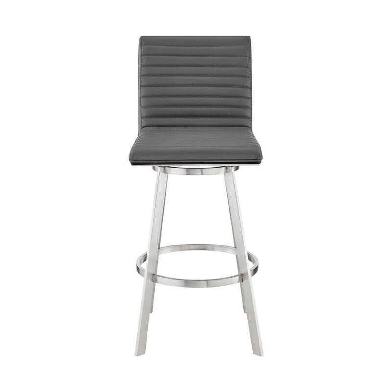 Swivel Counter Barstool with Horizontal Channel Stitching