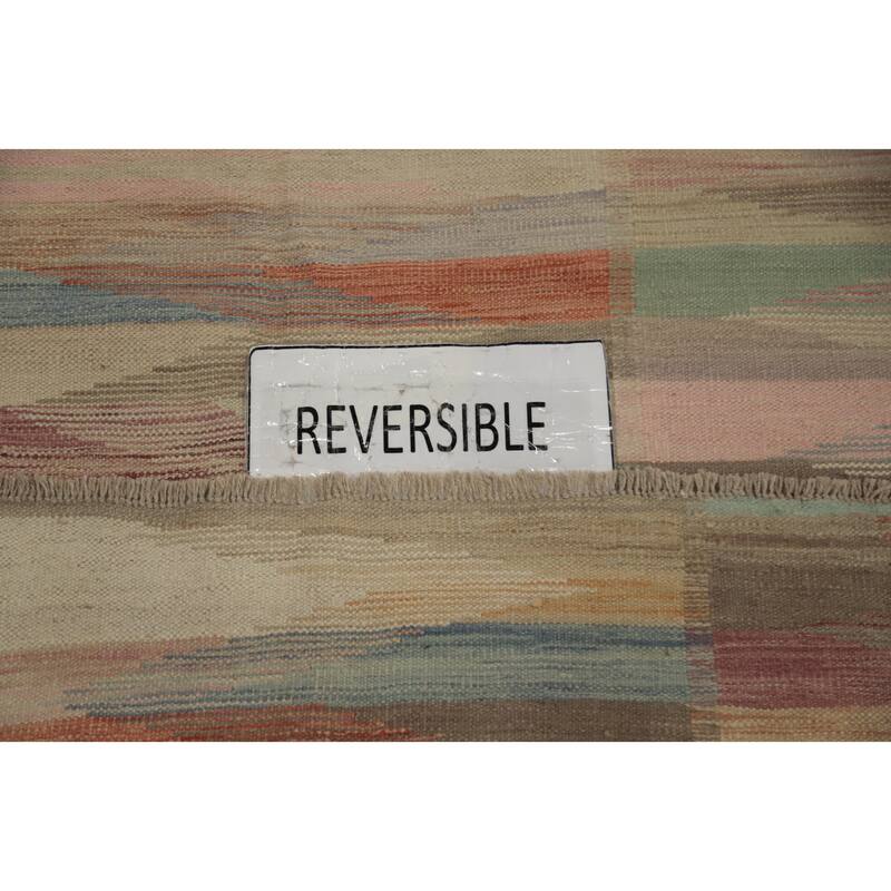 Hand Woven Oriental 100% Wool Carpet Southwestern Modern Multi-Colored Kilim Area Rug - 6' 7'' X 4' 10''