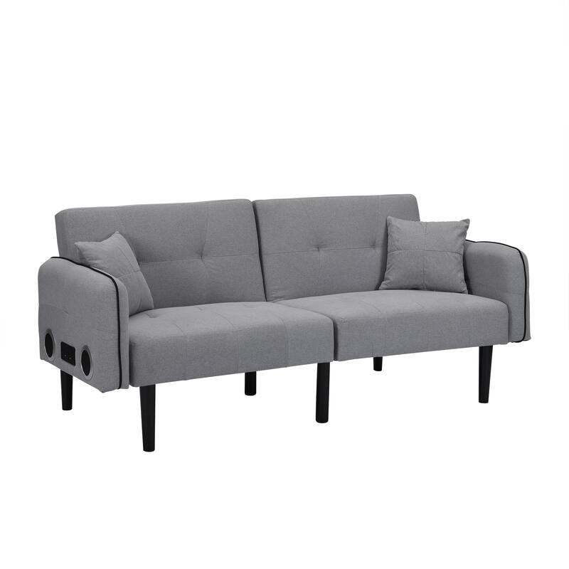 Folding Ottoman Sofa Bed with Stereo, Gray, MDF Material