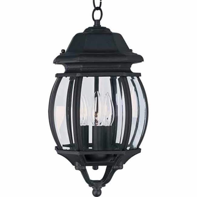 Maxim Crown Hill 3 Light 8" Wide Outdoor Mini Pendant with Clear Glass - Black
