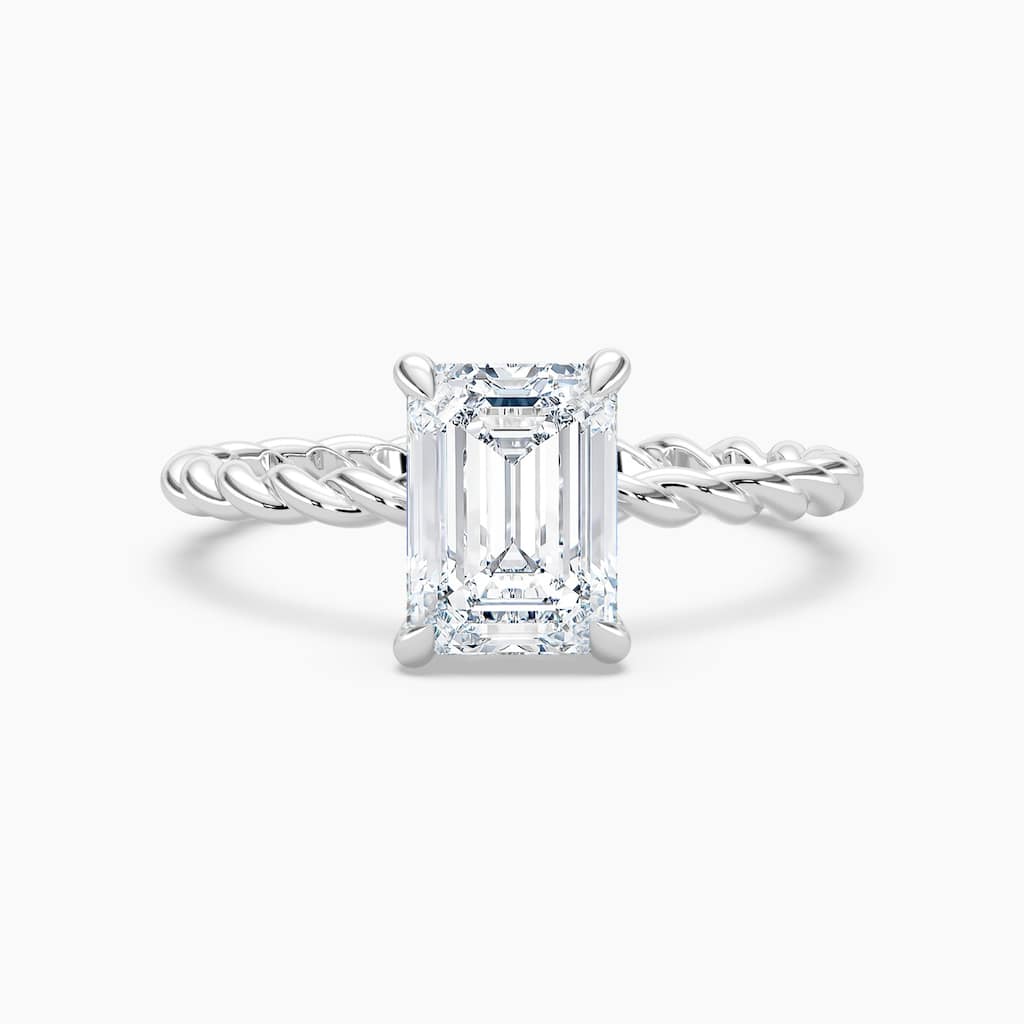 Auriya 14K Gold Lab Grown Diamond Emerald Cut Twisted Hidden Halo Engagement Ring 1.04 - 5.04ct. tw. (F-G, VS)