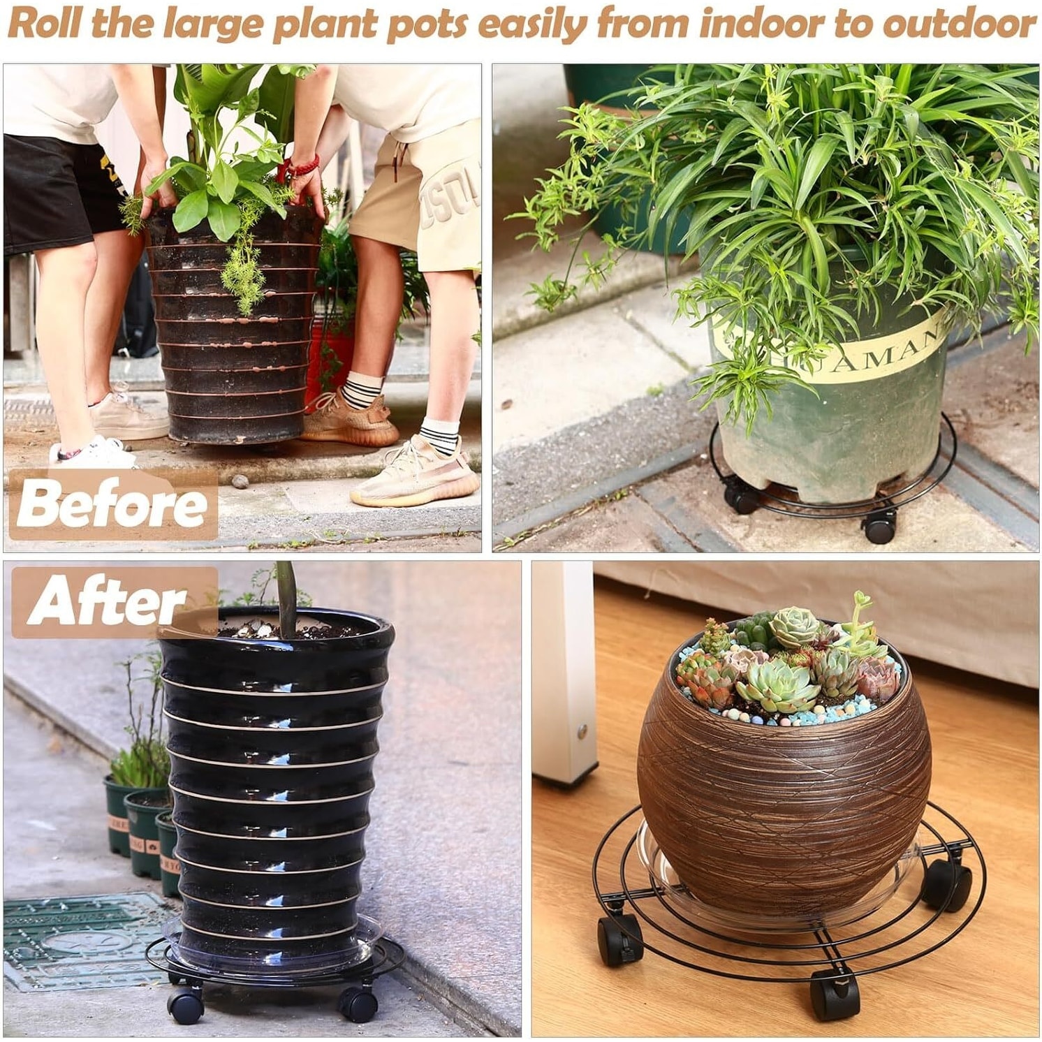 5 Large Metal Plant Caddies with Locking Wheels,Heavy,Duty Stands - Bed  Bath & Beyond - 42393287