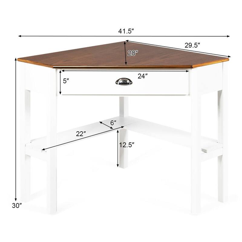 Gymax Corner Computer Desk Laptop Writing Table Workstation W/ Drawer
