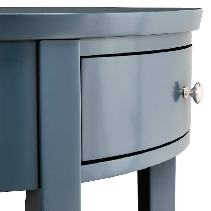 Fillmore 1-Drawer Oval Wood Shelf Accent End Table by iNSPIRE Q Modern