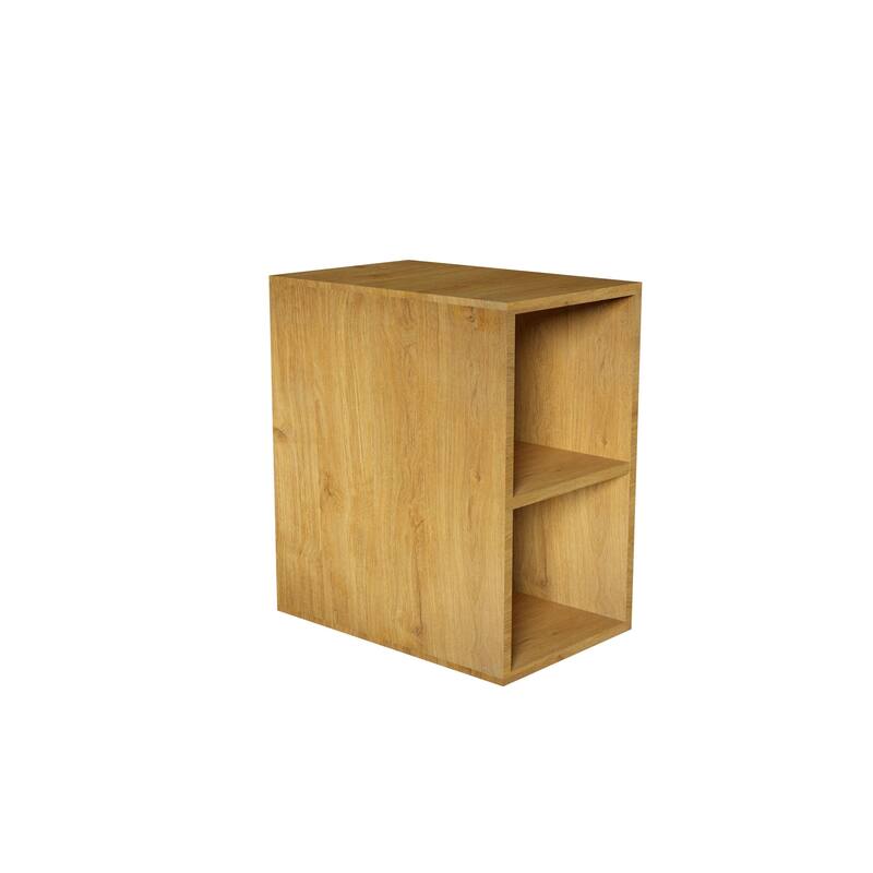 Bathroom Wall-Mounted Storage Cabinet with Two Open Shelves, Natural Oak Finish for Small Spaces - 17.91X11.81 in