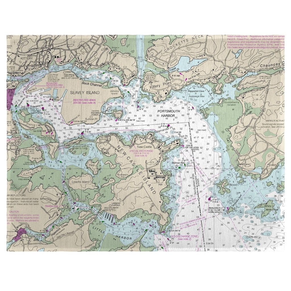 Portsmouth Harbor, NH Nautical Map Place Mat Set of 4