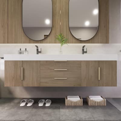 Noble 72" Wall Mounting Vanity with Reinforced Acrylic Double Sink