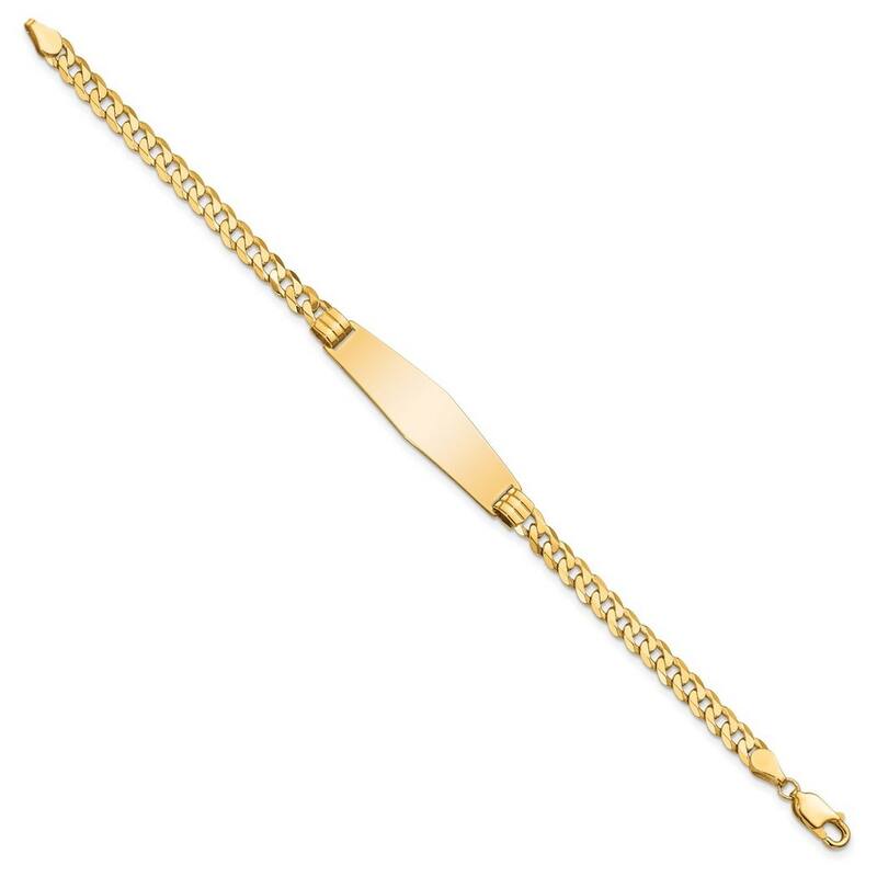 Curata 9.5mm 14k Engravable Curb Link Soft Diamond Shape ID Bracelet