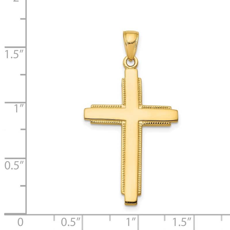Curata 14k Yellow Gold 18" Polished Solid Cross Pendant Necklace