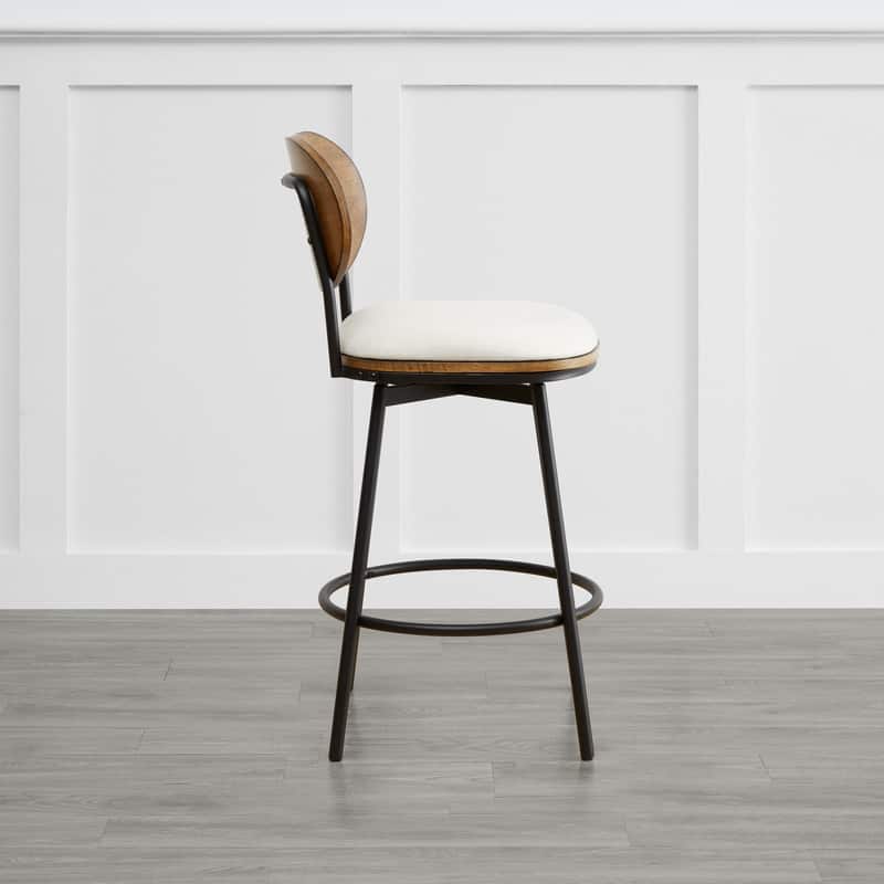 Spruce & Spring Megan Swivel Counter Bar Stool with Metal Legs